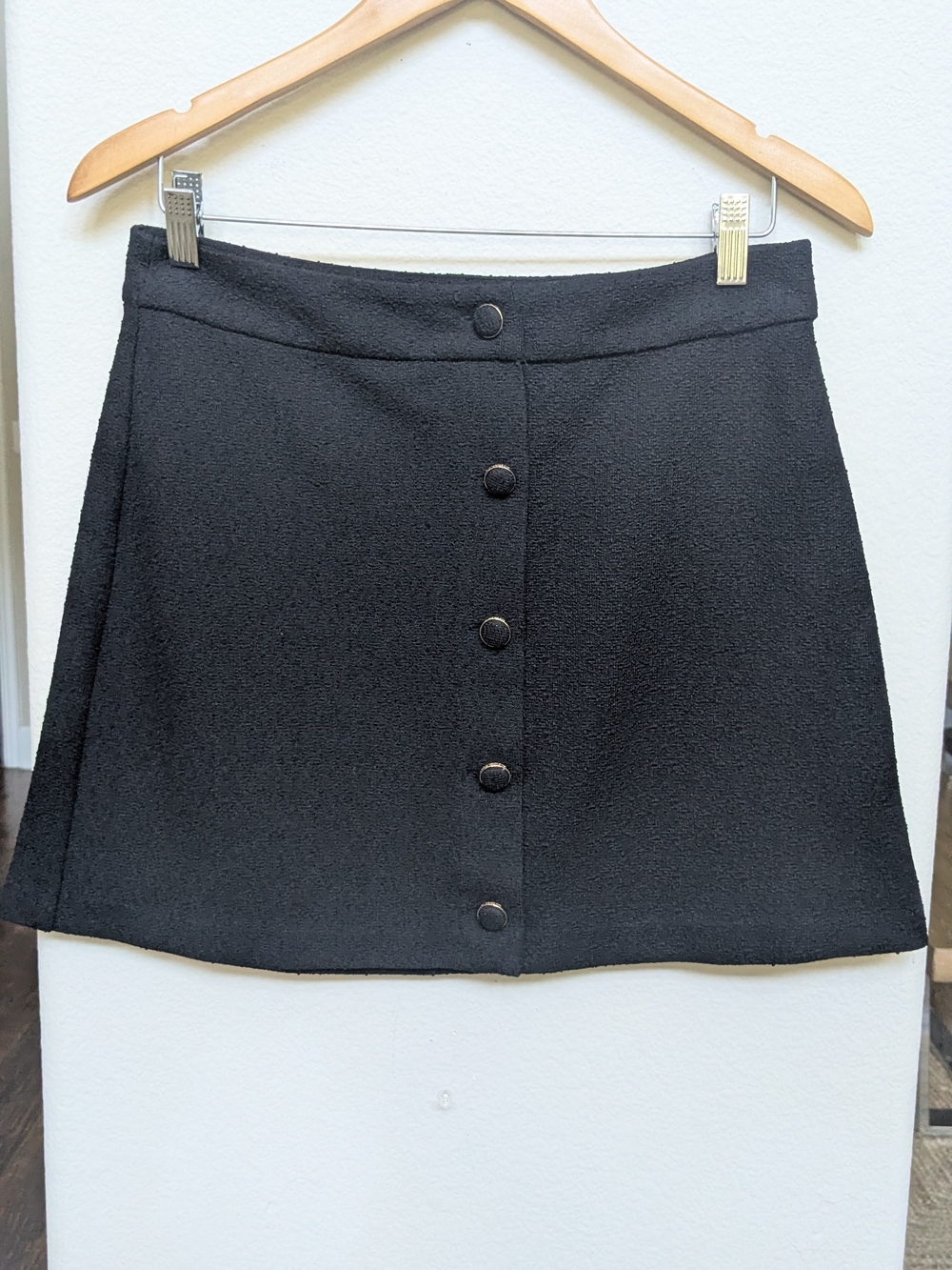 Michael Kors Black A-Line Button-Front Skirt